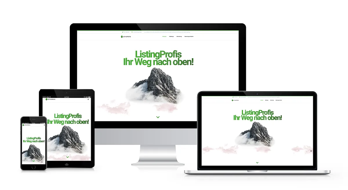 Website auf verschiedensten Geräten
